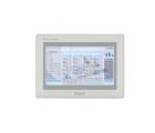 IHM industrial F2070E2 com tela TFT resistiva 7 polegadas, resolução 800x480px, 16,77 milhões de cores, CPU 1,8GHz, 1GB RAM, 8GB flash, proteção IP65, LAN Gigabit e interfaces RS232, RS422, RS485