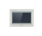 IHM industrial F2070E2 com tela TFT resistiva 7 polegadas, resolução 800x480px, 16,77 milhões de cores, CPU 1,8GHz, 1GB RAM, 8GB flash, proteção IP65, LAN Gigabit e interfaces RS232, RS422, RS485