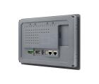 IHM industrial G2100E com tela TFT resistiva 10,1 polegadas, resolução 1024x600px, 16,77 milhões de cores, brilho 300 cd/m², CPU 1,5GHz, 4GB eMMC, 512MB RAM, proteção IP65, Ethernet 10/100 Mbps e interfaces RS232, RS422, RS485