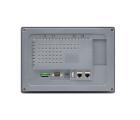 IHM industrial G2100E com tela TFT resistiva 10,1 polegadas, resolução 1024x600px, 16,77 milhões de cores, brilho 300 cd/m², CPU 1,5GHz, 4GB eMMC, 512MB RAM, proteção IP65, Ethernet 10/100 Mbps e interfaces RS232, RS422, RS485