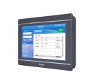 IHM industrial GL100E com tela TFT 10,1 polegadas, resolução 1024x600px, 16,77 milhões de cores, proteção IP65, alimentação 24VDC, Ethernet 10/100 Mbps, USB Host e interfaces RS232, RS422, RS485