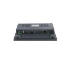 IHM industrial GL2070HE com tela TFT resistiva 7 polegadas, resolução 1024x600px, 16,77 milhões de cores, brilho 450 cd/m², CPU 1GHz, 256MB RAM, proteção IP65, Ethernet 10/100 Mbps e interfaces RS232, RS422, RS485